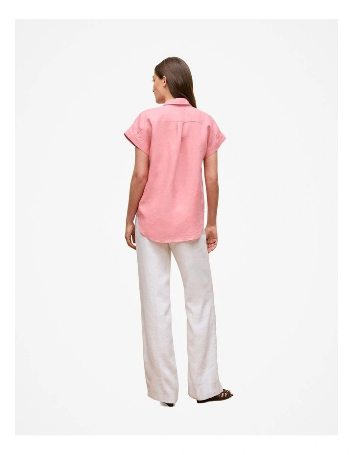 Delave Linen Cap Sleeve Shirt in Pink Peony image 4