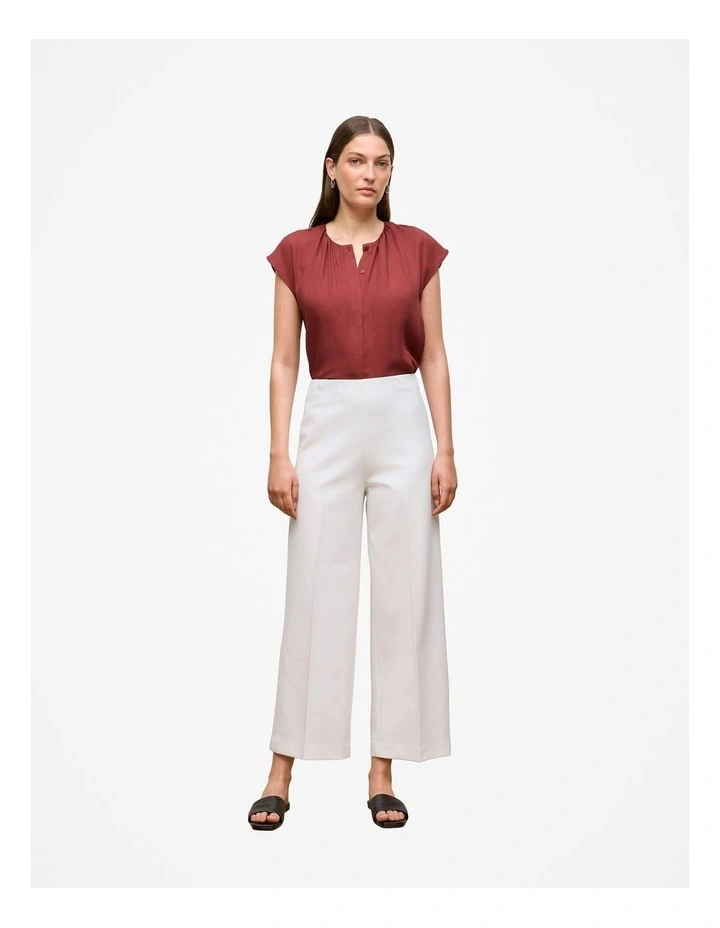 Modal Cap Sleeve Blouse in Deep Red image 2