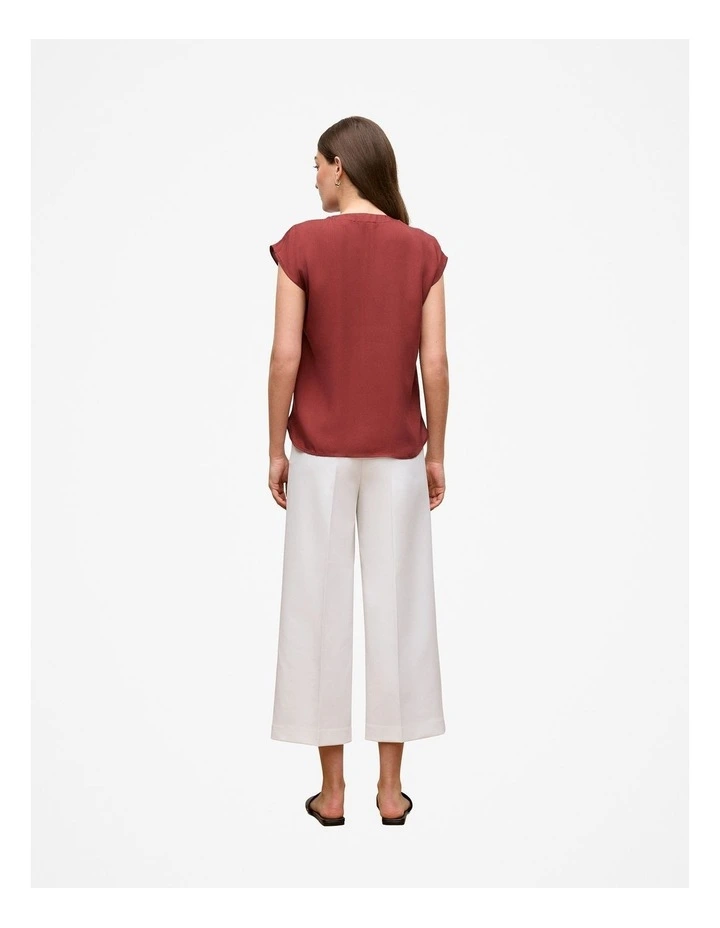 Modal Cap Sleeve Blouse in Deep Red image 4