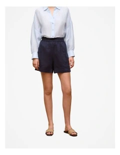 Linen Pull On Short in Night Sky