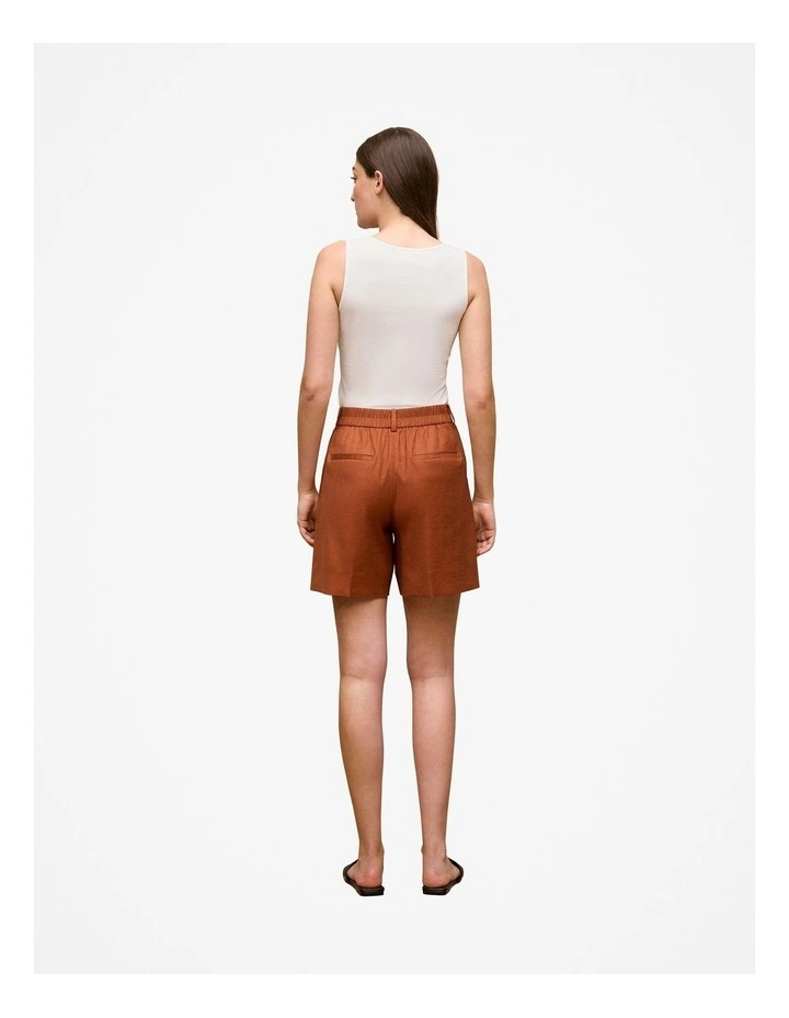 Stretch Linen Blend Tailored Short in Burnt Orange image 4