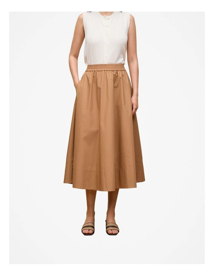 Poplin Pull On Skirt in Acorn image 1