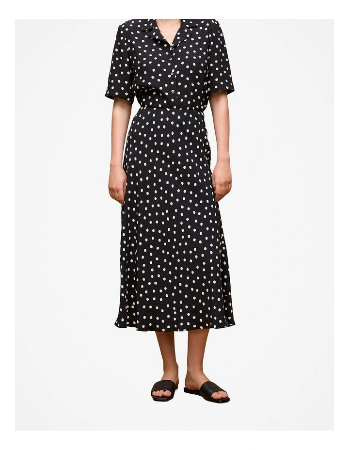 Spot Crepe Bias Cut Skirt in Black image 1
