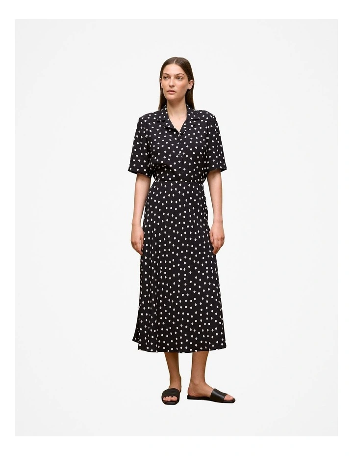 Spot Crepe Bias Cut Skirt in Black image 2