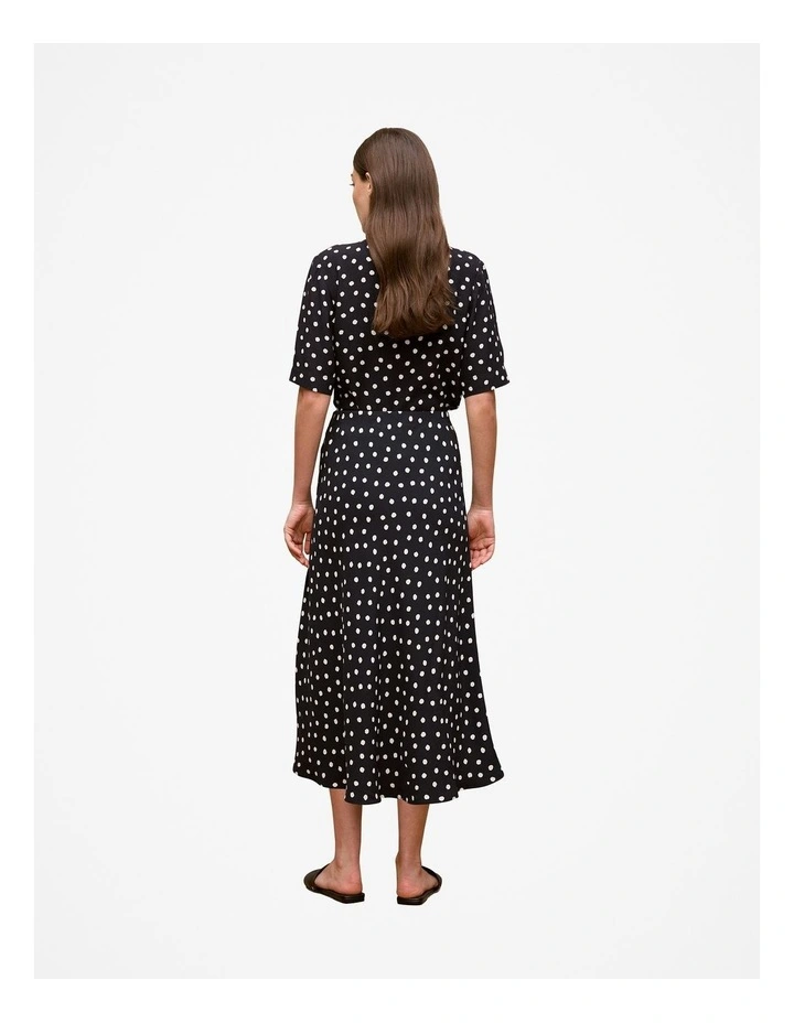 Spot Crepe Bias Cut Skirt in Black image 4