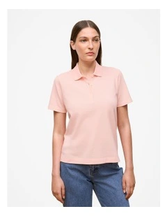 Pique Classic Monogram Polo in Soft Pink