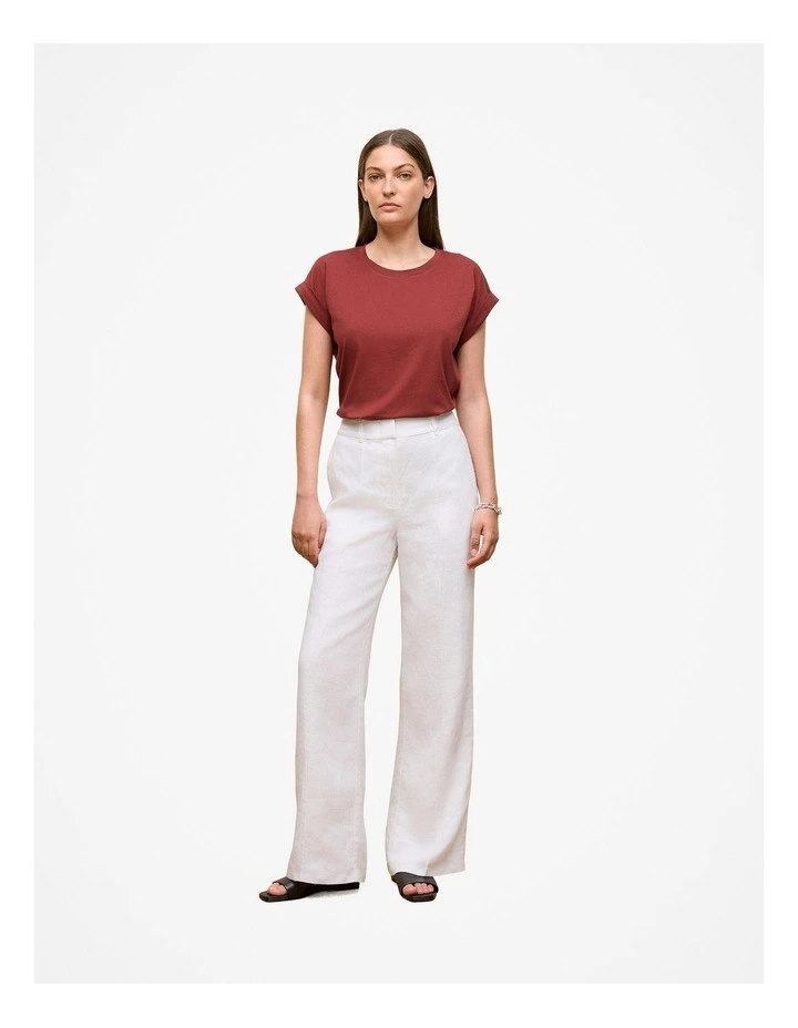 Cuff Sleeve T-shirt in Deep Red image 2