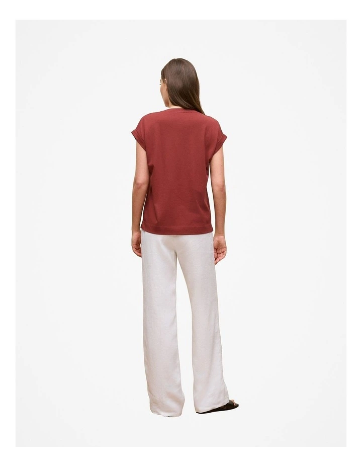 Cuff Sleeve T-shirt in Deep Red image 4