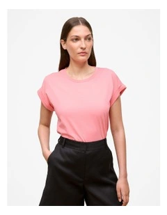 Cuff Sleeve T-shirt in Pink Peony