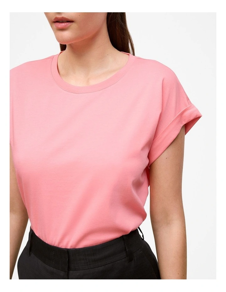 Cuff Sleeve T-shirt in Pink Peony image 3