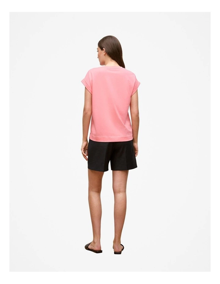 Cuff Sleeve T-shirt in Pink Peony image 4