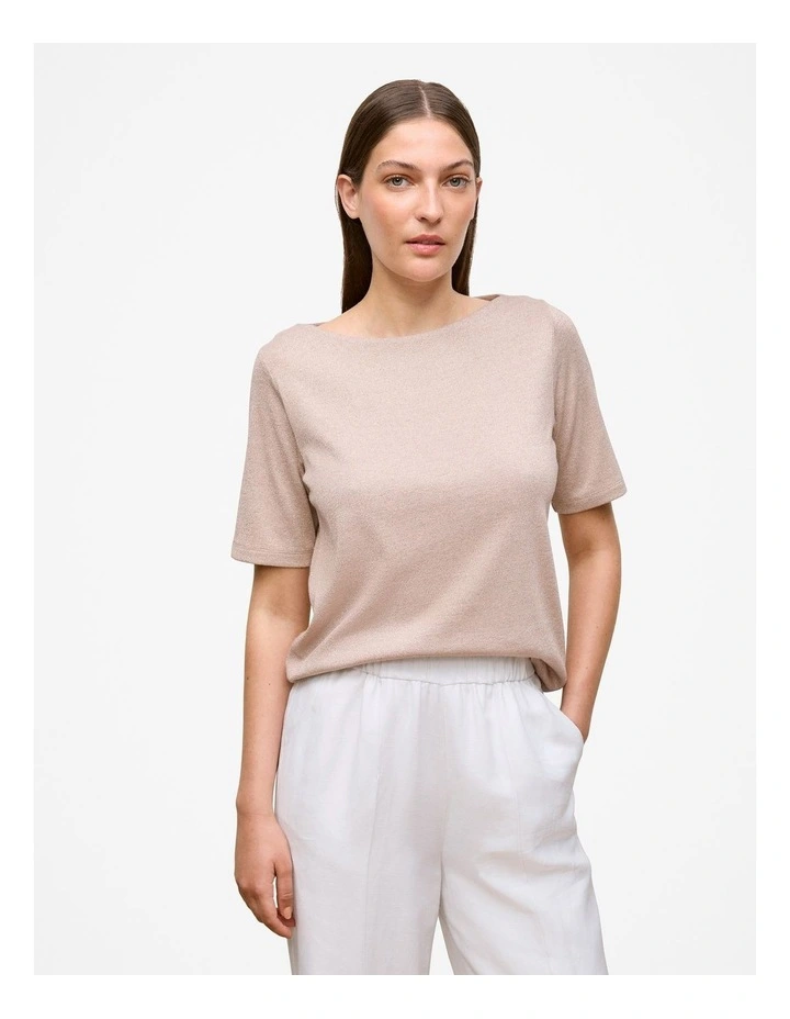 Metallic Rib T-shirt in Gold image 1