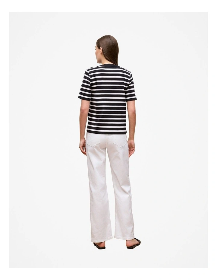 Stripe Rib Button Through Top in Black image 4