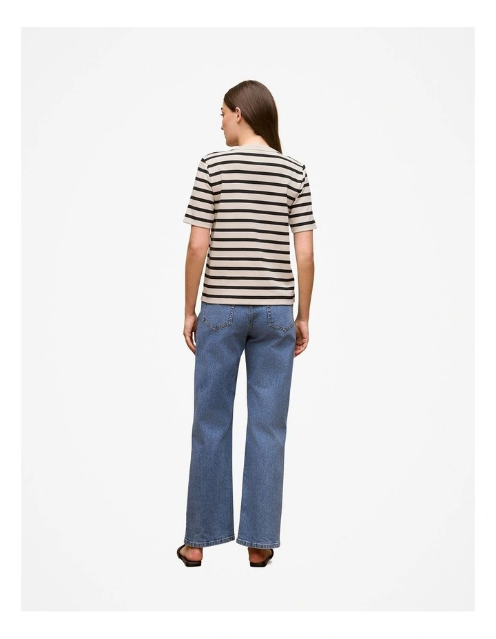 Stripe Rib Button Through Top in Stone image 4