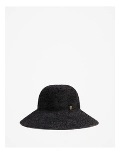 Audrey Raffia Sun Hat in Black