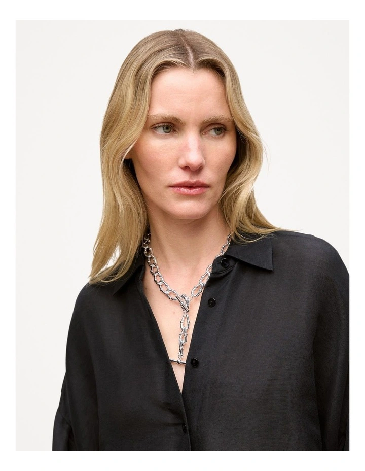 Signature Link Fob Necklace in Silver image 2