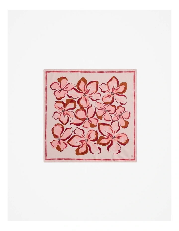 Peony Silk Twill Scarf in Soft Pink image 1