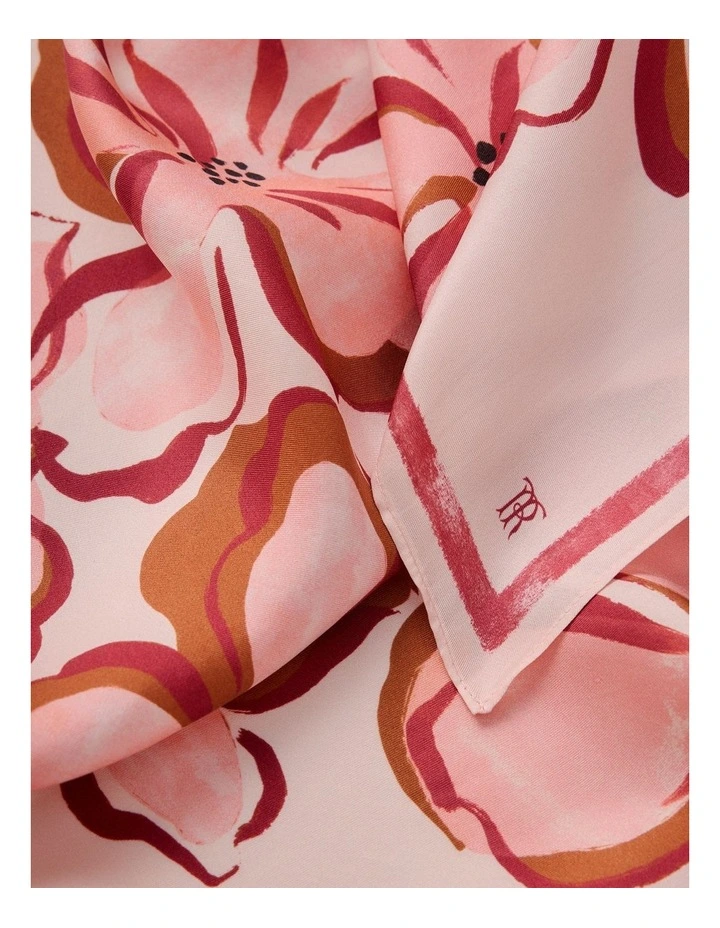 Peony Silk Twill Scarf in Soft Pink image 3
