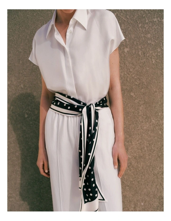 Spot Silk Twill Slim Scarf in Black image 2