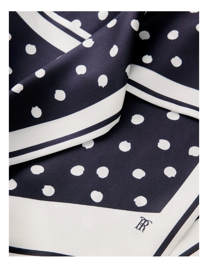 Spot Silk Twill Slim Scarf in Black image 4