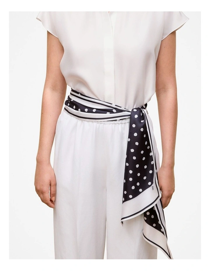 Spot Silk Twill Slim Scarf in Black image 5