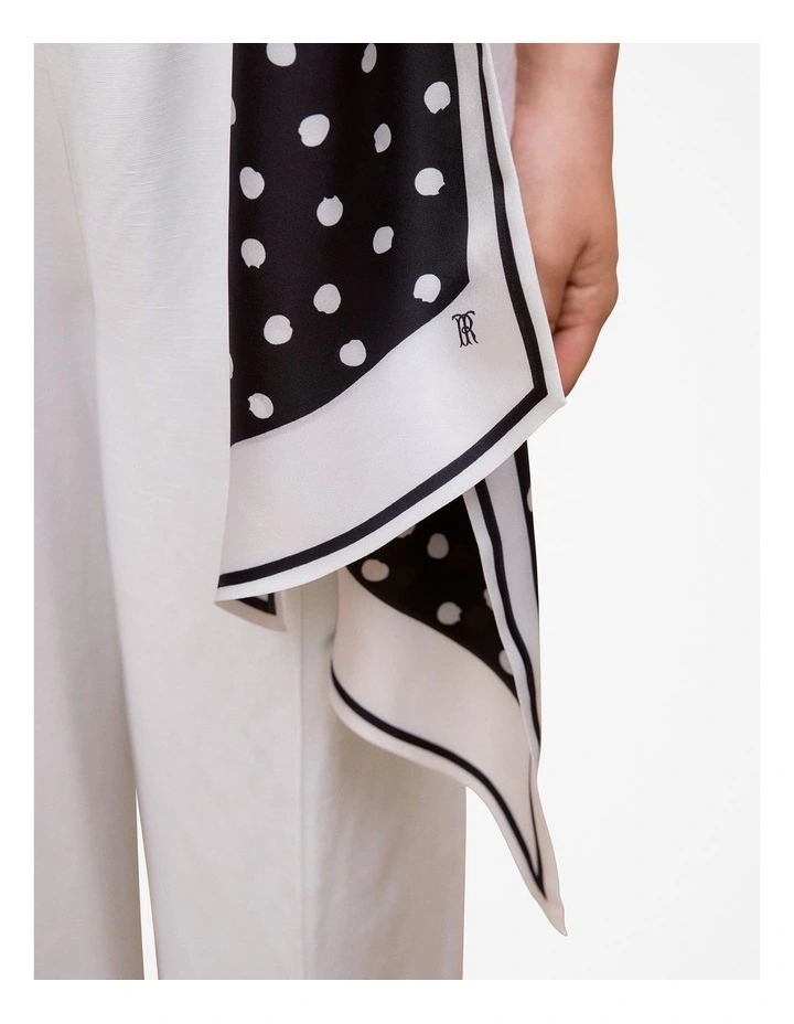 Spot Silk Twill Slim Scarf in Black image 6