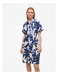 Marea Linen Short Sleeve Shirt Dress in White