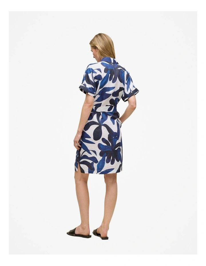 Marea Linen Short Sleeve Shirt Dress in White image 5