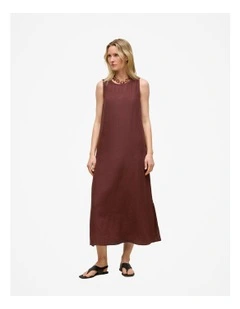 Delave Linen Sleeveless Column Dress in Espresso