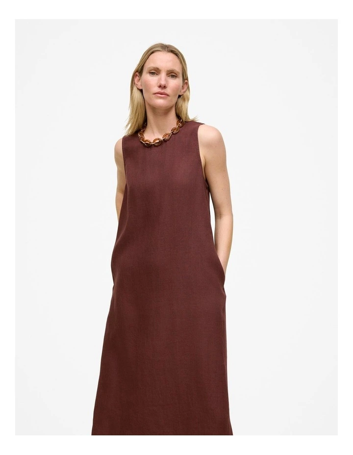 Delave Linen Sleeveless Column Dress in Espresso image 2
