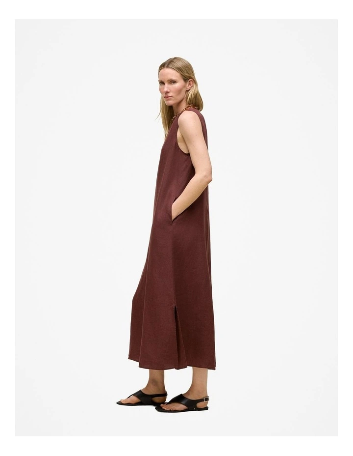 Delave Linen Sleeveless Column Dress in Espresso image 4