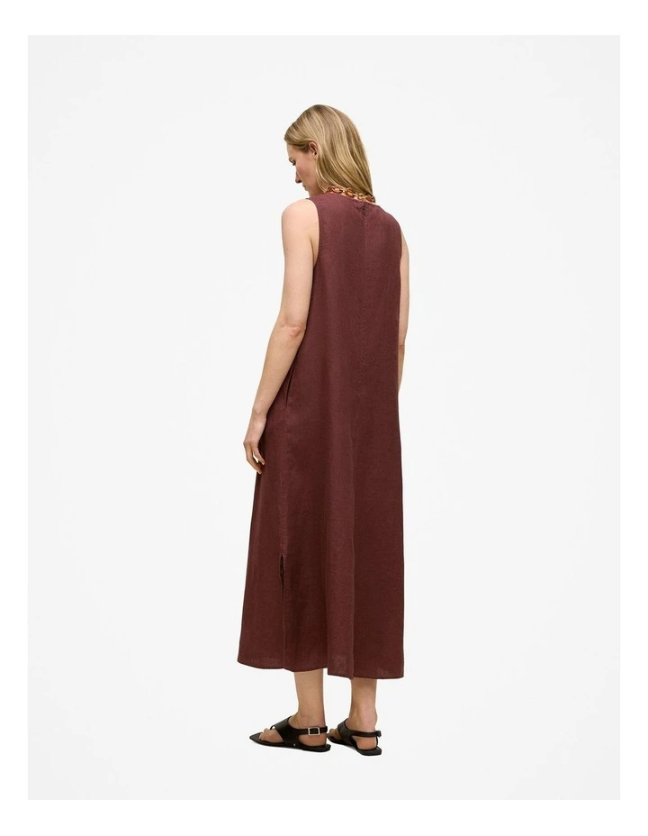 Delave Linen Sleeveless Column Dress in Espresso image 5
