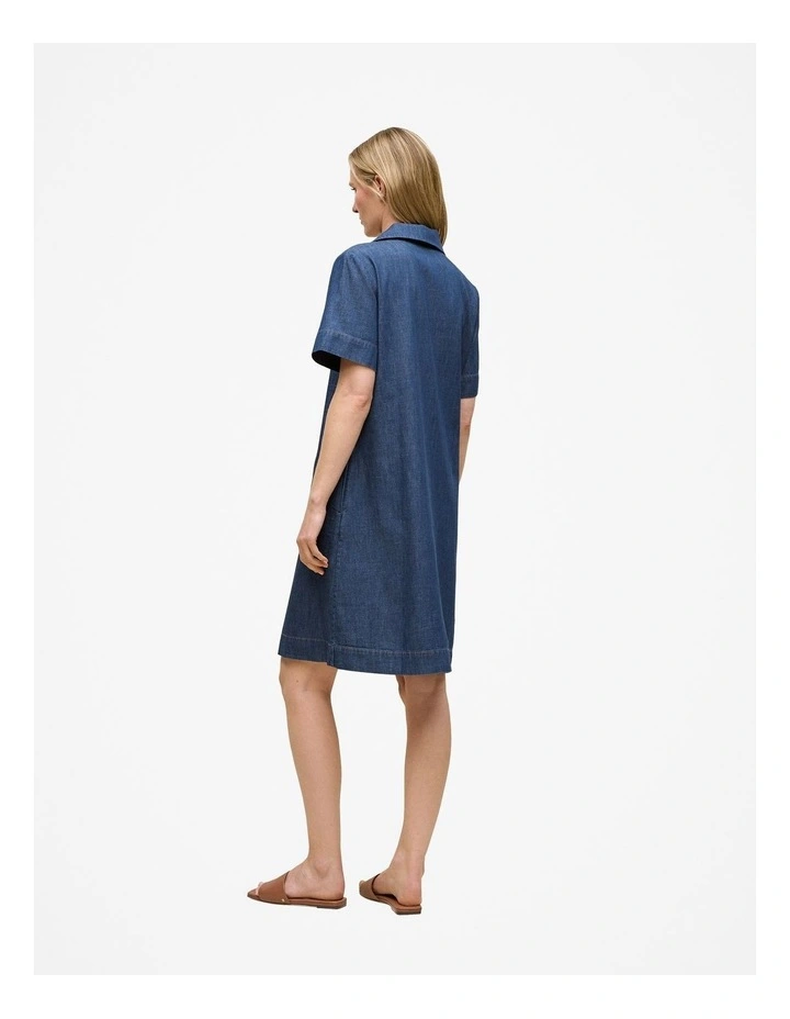 Soft Denim Popover Shift Dress in Mid Blue image 5