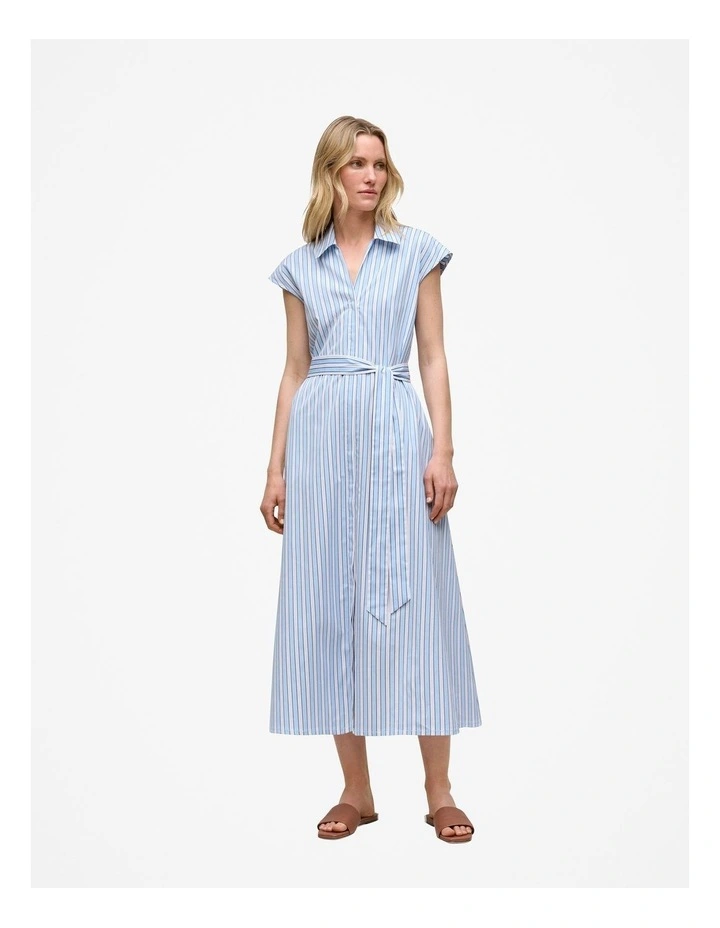 Sateen Regency Stripe Shirt Dress in Pastel Blue image 1