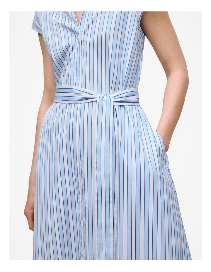 Sateen Regency Stripe Shirt Dress in Pastel Blue image 3