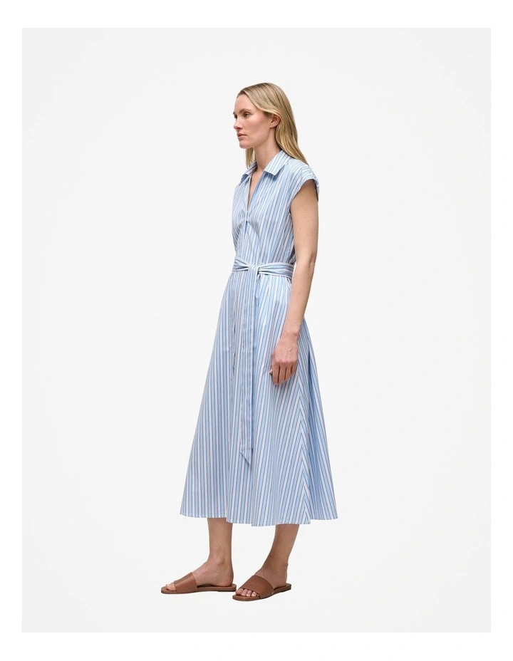 Sateen Regency Stripe Shirt Dress in Pastel Blue image 4