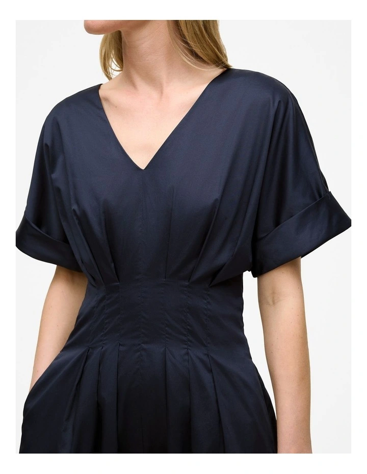 Cotton Sateen Pleat Waist Dress in Night Sky image 3