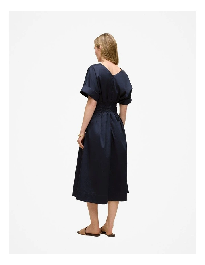 Cotton Sateen Pleat Waist Dress in Night Sky image 4