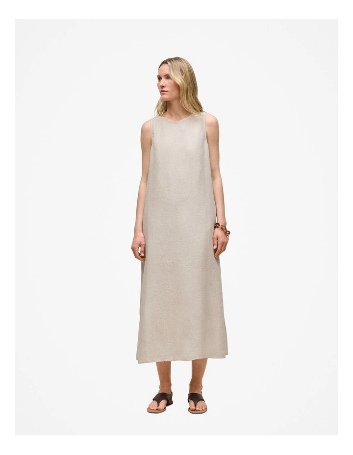 Linen Sleeveless Column Dress in Flax image 4
