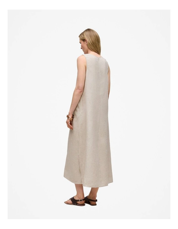 Linen Sleeveless Column Dress in Flax image 5