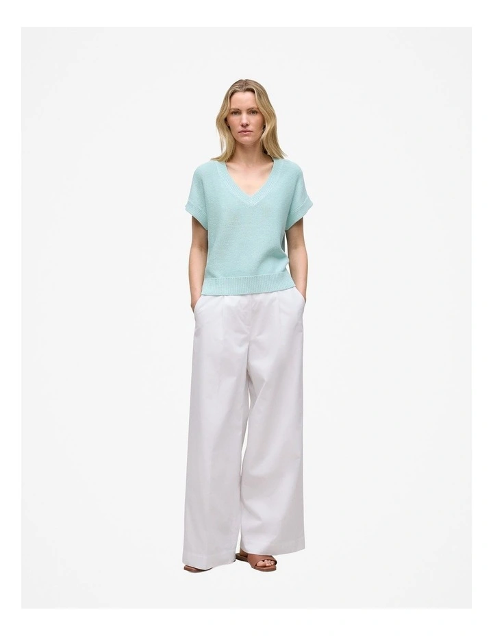 Mercerised Cotton Relaxed V Neck Knit in Pastel Blue image 2
