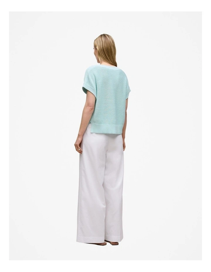 Mercerised Cotton Relaxed V Neck Knit in Pastel Blue image 4
