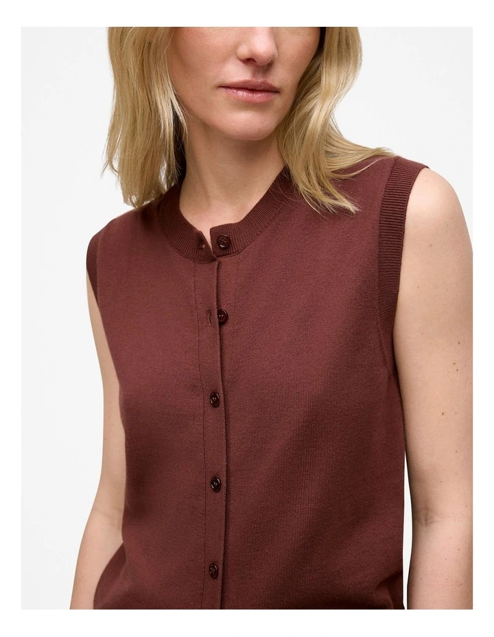 Cotton Cashmere Button Through Vest in Espresso image 3