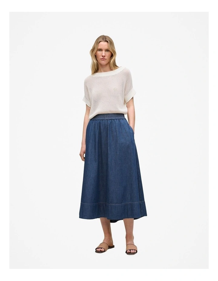 Mercerised Cotton Open Knit T-shirt in Ivory image 3