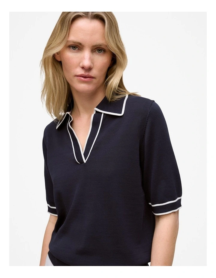 Mercerised Cotton Tipped Polo in Night Sky image 3