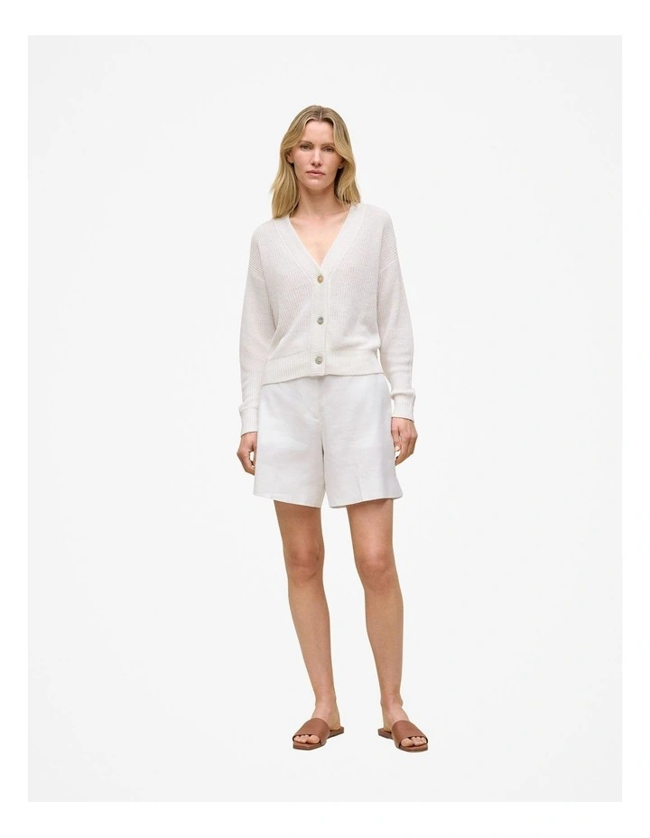 Linen Relaxed Cardigan in Ivory image 2