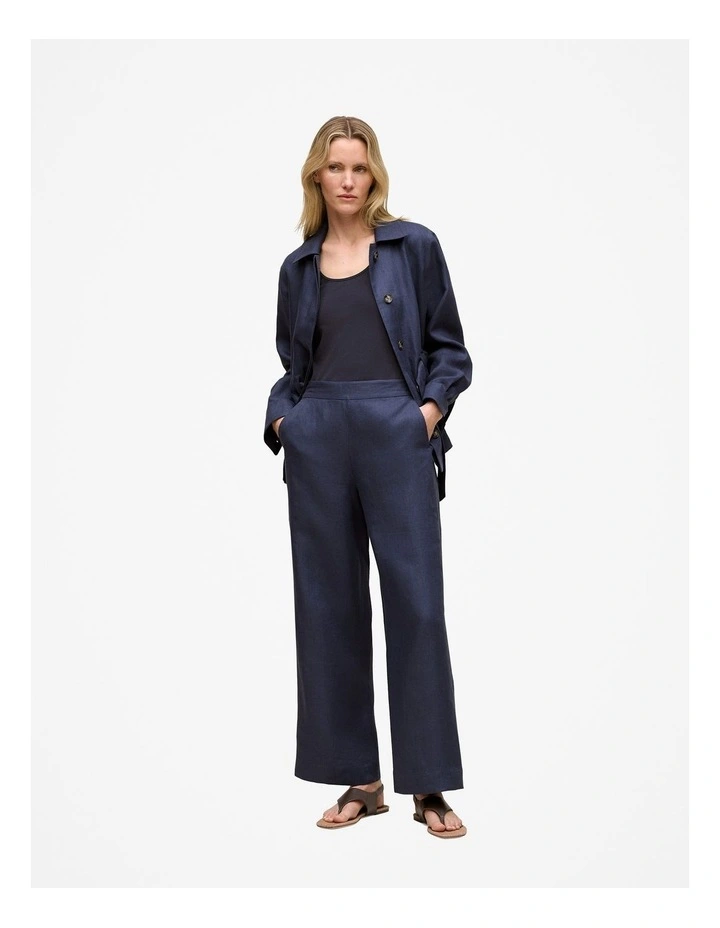 Linen Flat Front Pant in Night Sky image 2