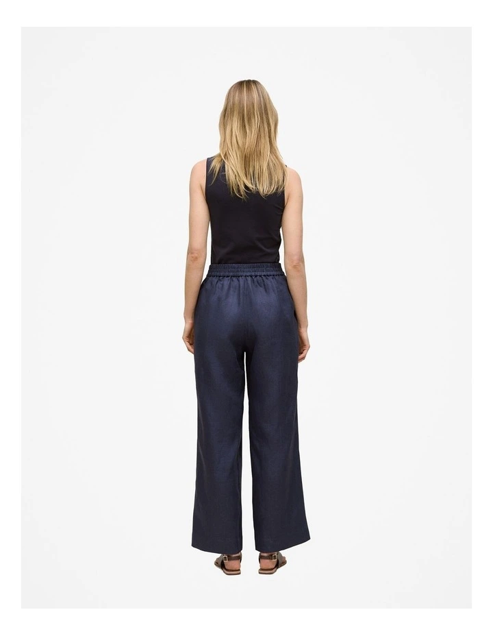 Linen Flat Front Pant in Night Sky image 4