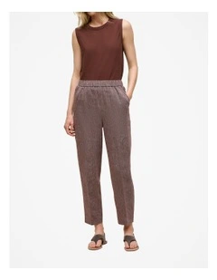 Linen End On End Stripe Relaxed Pant in Espresso