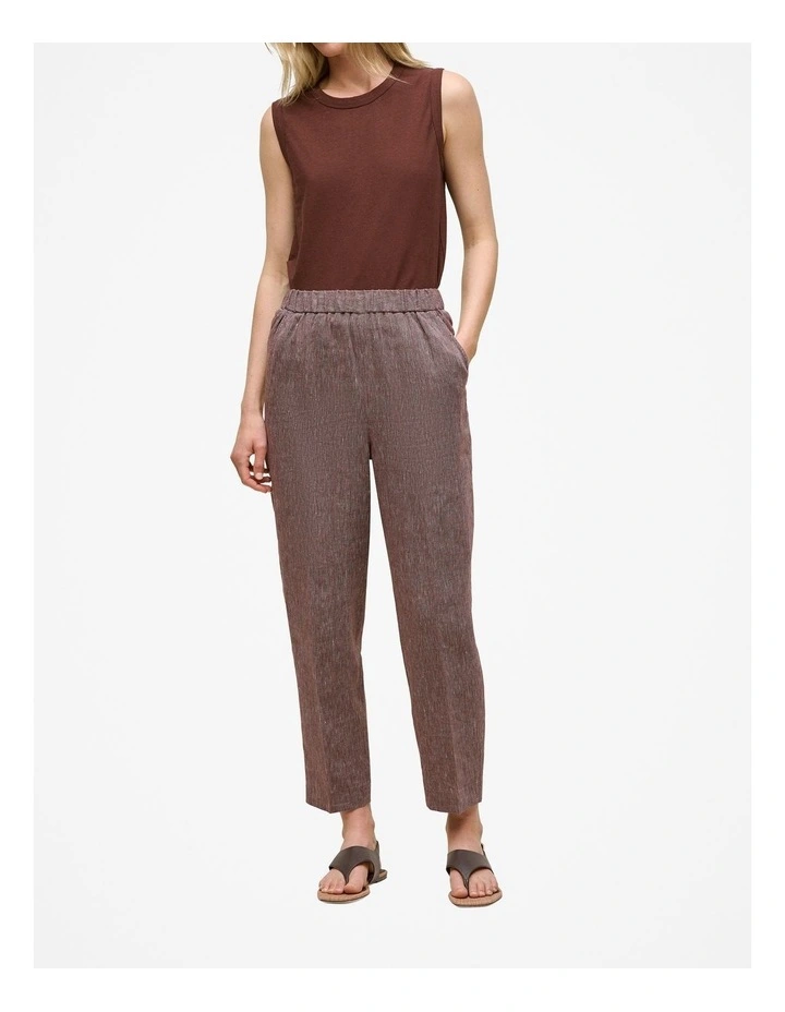 Linen End On End Stripe Relaxed Pant in Espresso image 1